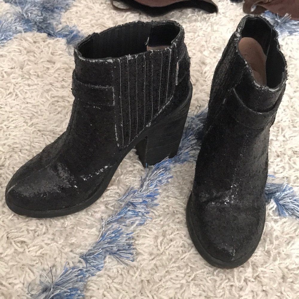 BLACK GLITTER MOTO BOOT